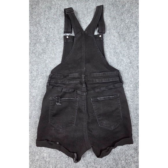 rue21 Overall Shorts Black Distressed Denim Women's Size 8 Stretch - Picture 7 of 8